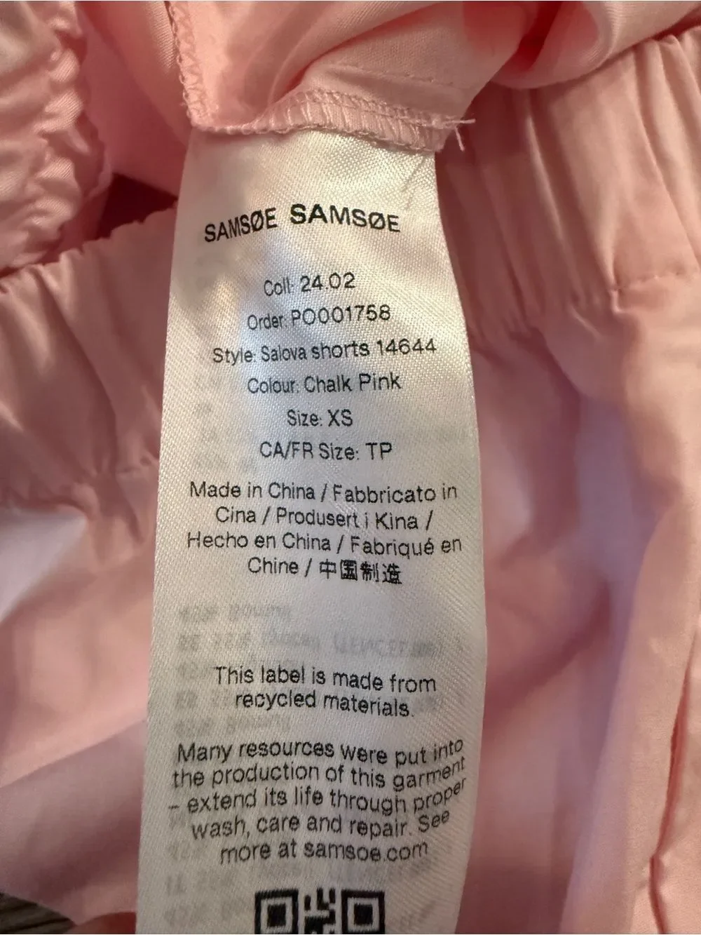 Samsoe Salova Shorts in Chalk Pink